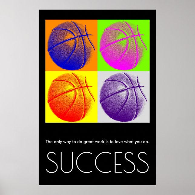 Poster Pop Art Success Motivational Basketball Trendy (Frente)