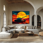Poster Pop Art Tank Scene Sunset - Arte Militar Vibes<br><div class="desc">Esta ousada cena de um tanque de pop de arte mostra um tanque poderoso silenciado contra um pôr do sol vibrante no deserto. As cores impressionantes e a composição dramática tornam-na a peça perfeita para entusiastas militares e amantes da arte única e ousada de parede. Personalize o barril ou o...</div>