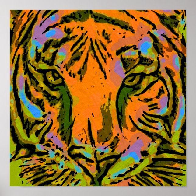 Póster Pop Art TIGER HEAD + seu backgr. & ideias (Frente)
