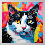 Poster Pop Art Tuxedo Cat<br><div class="desc">Uma coleção expressiva de gatos de pop arte</div>