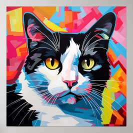 Poster Pop Art Tuxedo Cat