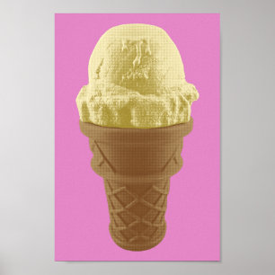 Poster Pop Art Vanilla Ice Cream Cone