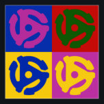 Poster Pop Art Vinil Record 45 RPM Audiophile<br><div class="desc">Presente de pop de arte colorida retro vintage para coletores de discos de vinil, audiófilos e DJs giráveis. Os fãs de música adorarão a design de pop de arte dos anos 70 e 80. Gráfico de quatro gravações plásticas brilhantes e coloridas de 45 RPM inseridas em um estilo retrorclássico de...</div>