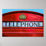Póster Pop Art Vintage London City Red Telephone Booth<br><div class="desc">Fotos de viagem Art de Símbolos das Famosas Cidades de Capital do Mundo - Símbolos de Londres: Memórias Legendárias de City - Caixa de Telefone Vermelho de Londres</div>