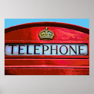 Póster Pop Art Vintage London City Red Telephone Booth