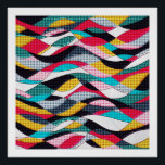 Póster Pop Art Wave<br><div class="desc">Este design de onda de cores brilhantes apresenta um toque de Pop com um padrão de onda divertido.</div>