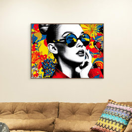 Poster Pop art woman with sunglasses