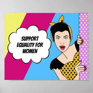 Poster Pop-Arte Feminista - Retrô para a Igualdade entre 