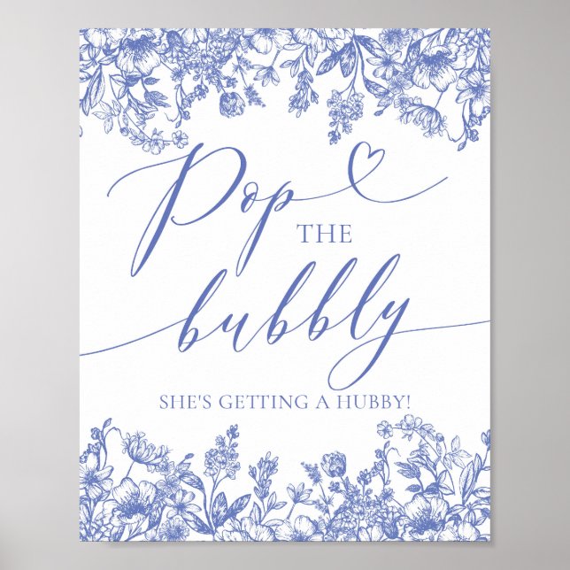 Poster Pop Azul Floral A Borracha que ela está ganhando u (Frente)