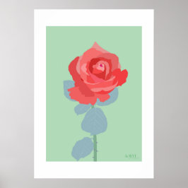 Poster POP Botanical Art - Red Rose