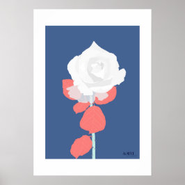 Poster POP Botanical Art - White Rose 