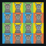 Póster Pop de Arte Azul de Gato Russo<br><div class="desc">Pop de Arte Azul de Gato Russo</div>