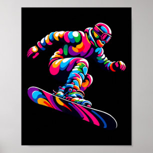 Poster Pop de Arte Colorida Snowboard Snowboarde