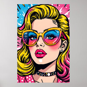 Poster pop de Arte com Glam Retroativo dos anos 80