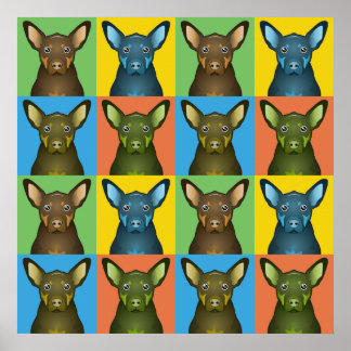 Póster Pop de Arte de Cartoon de Cão Kelpie Australiano