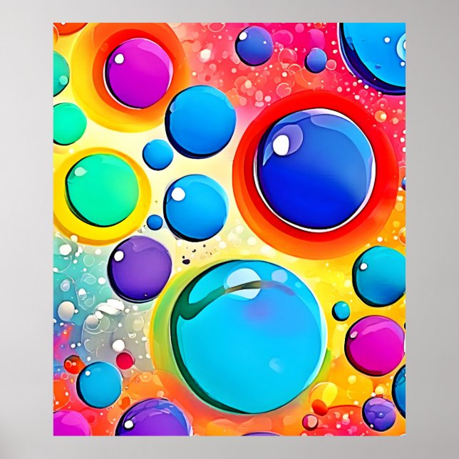 Poster Pop de Arte em Círculo Brilhante (Frente)