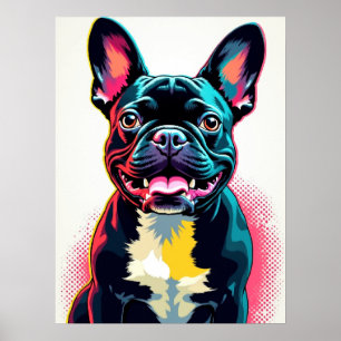 Poster Pop de Arte para Buldogue Francês - Estilo de Bold