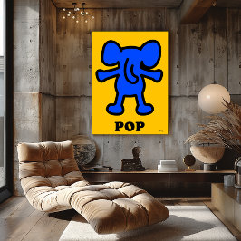 Poster Pop de elefante azul - Silhueta de animais negros