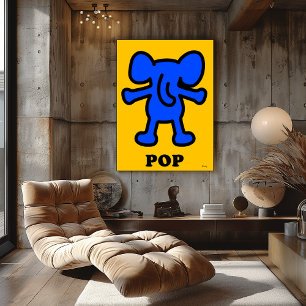 Poster Pop de elefante azul - Silhueta de animais negros