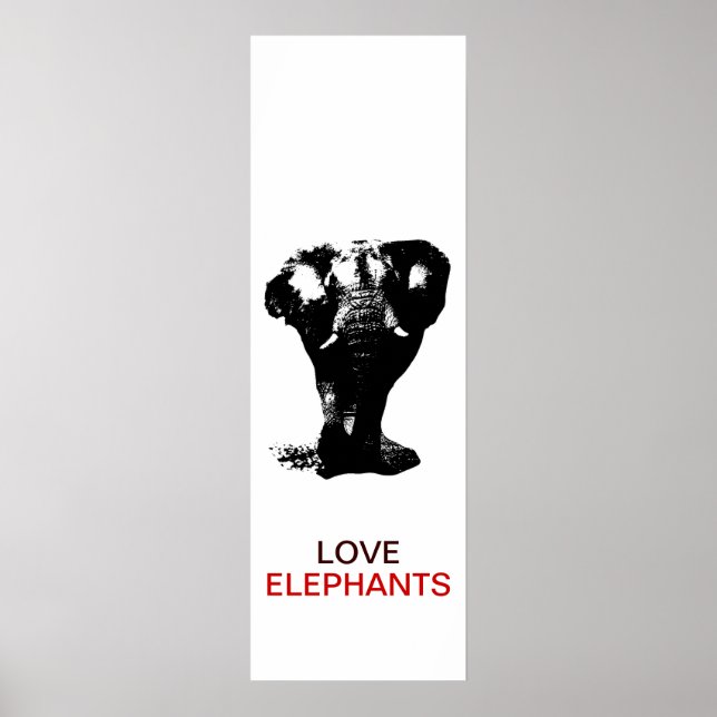 Poster Pop de Elefante Preto e Branco (Frente)