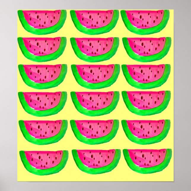 Poster pop de fruta de de melancia rosa (Frente)