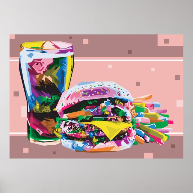 Poster Pop de hambúrguer de comida rápido (Frente)