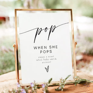 Poster Pop minimalista quando Pop o favor do champanhe