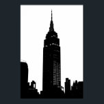 Póster Pop preto e branco Nova Iorque<br><div class="desc">Pop Art Nova Iorque de Skyscraper Silhouette</div>