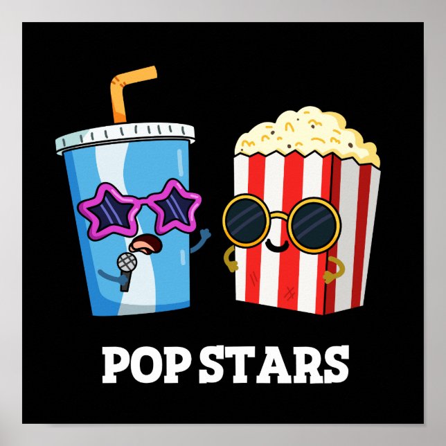Poster Pop Stars Engraçado Pop de Soda Popcorn Pun Dark B (Frente)