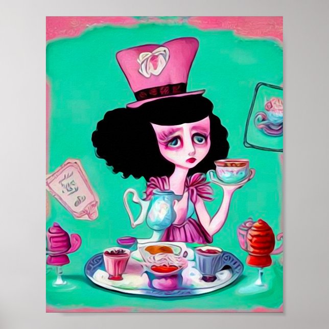 Poster Pop Surrealismo Mad Hatter Girl (Frente)
