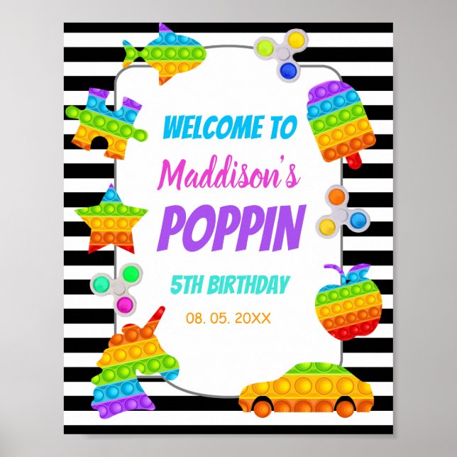 Poster Pop Ty Toy Birthday Pop No Fidget Push Bem-Vindo (Frente)