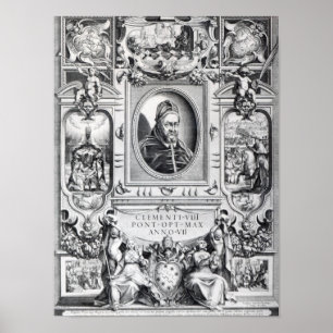 Poster Pope Clement VIII, rodeado