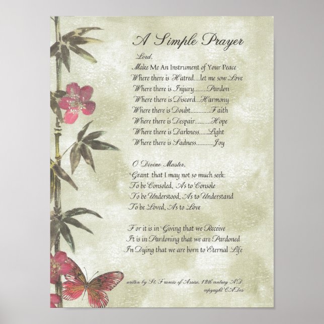 Póster POPE FRANCIS=RUAS. FRANCIS SIMPLES PRAYER=Bambu (Frente)