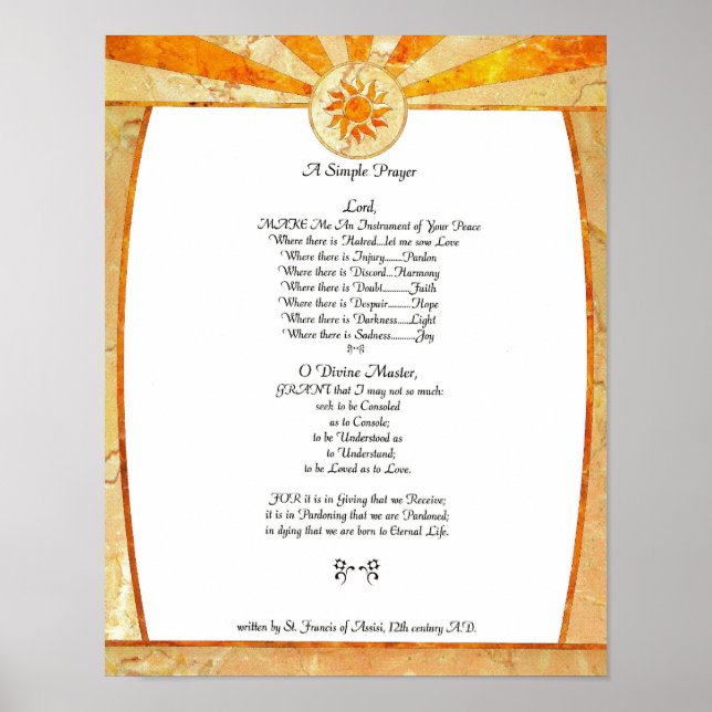 Póster POPE FRANCIS=RUAS. FRANCIS SIMPLES PRAYER=Bambu2 (Frente)