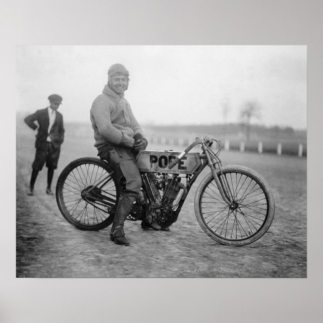 Póster Pope Motorcycle Racer, 1915. Vintage Photo (Frente)