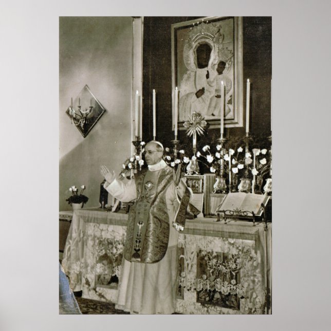 Póster Pope Pius XII dizendo Massachusetts, Castel Gandol (Frente)