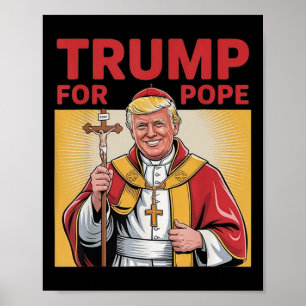 Poster Pope Trump Funny Trump Vaticano Christian Retro Ch