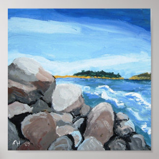 Póster Popham Beach rocks impressão, A.H. '09