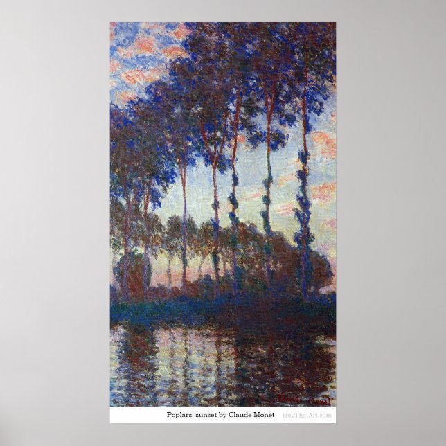 Póster Poplars, pôr do sol de Claude Monet (Frente)