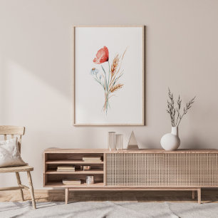 Poster Poppias aquáticas e flores selvagens