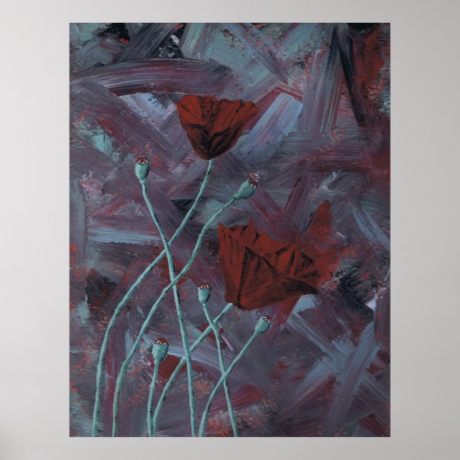 Poster Poppies Abstrato (Frente)