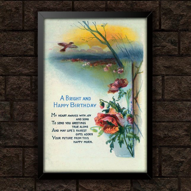 Poster Poppies Bright Birthday Vintage 1920 (Criador carregado)