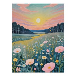 Póster Poppies Sunset