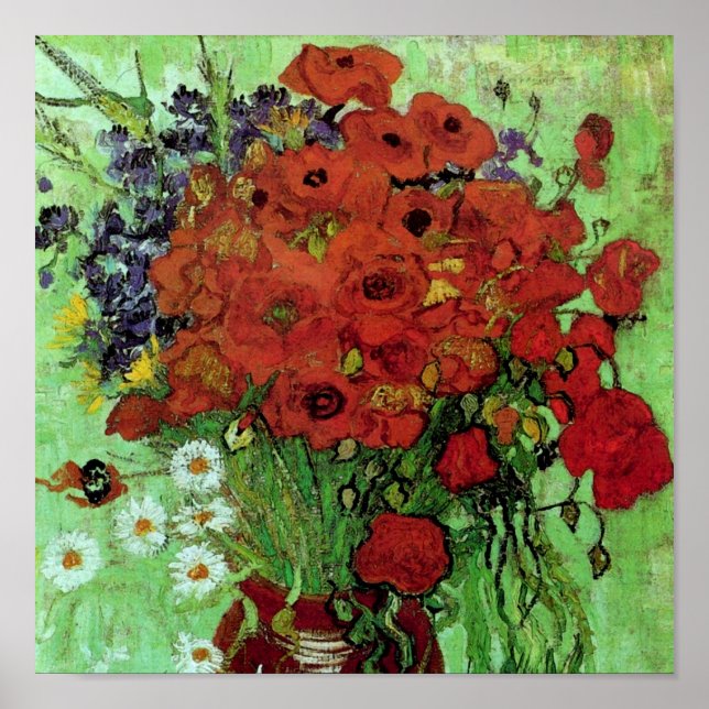 Póster Poppies vermelhos e margaridas (F280) Van Gogh Fin (Frente)