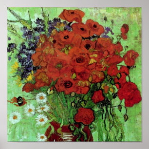 Póster Poppies vermelhos e margaridas (F280) Van Gogh Fin