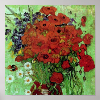 Póster Poppies vermelhos e margaridas (F280) Van Gogh Fin