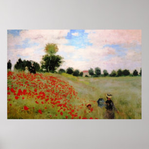 Poster Poppies vermelhos por Monet - Mulher Parasol do Ca