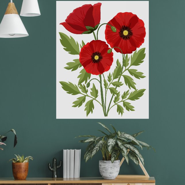 Poster Poppy alegre Flores de Verão (Sala de Estar 1)