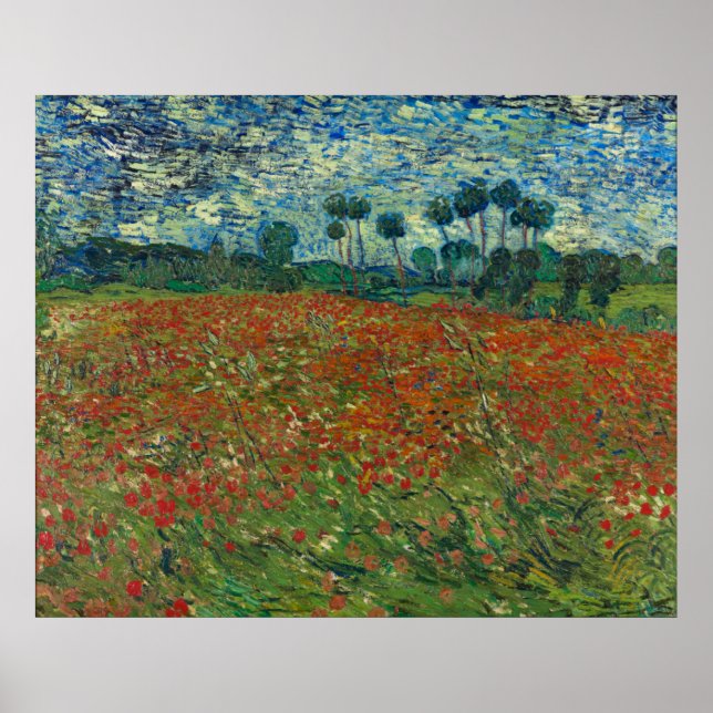 Póster Poppy Field por Vincent Van Gogh (Frente)