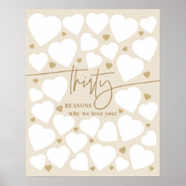 Poster Por 30 Razões Amo-Te Corações Aniversário